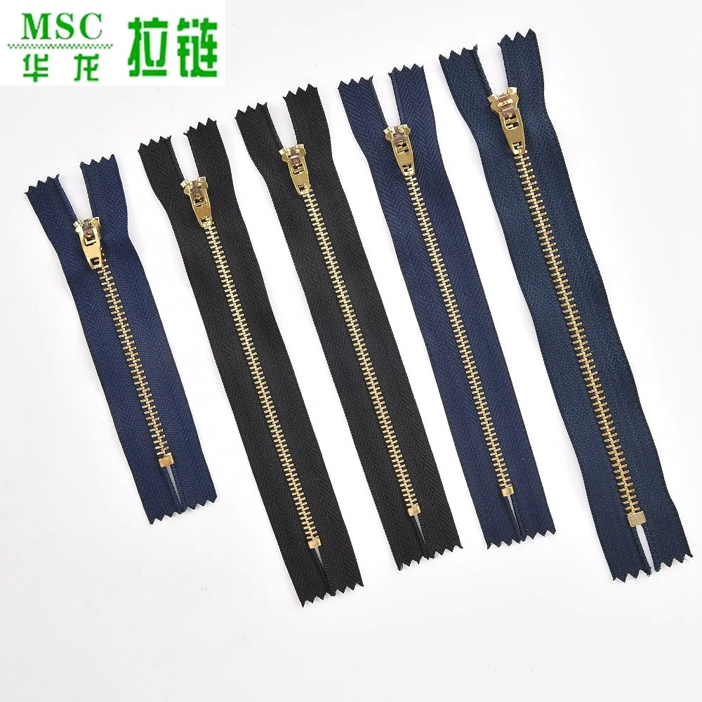 #3 #4 #5 Metal Zips Antique Silver Copper Brass Jeans Metal 4yg Zipper 4.5yg 5yg Pants Washable Cheap Price Garment Accessories